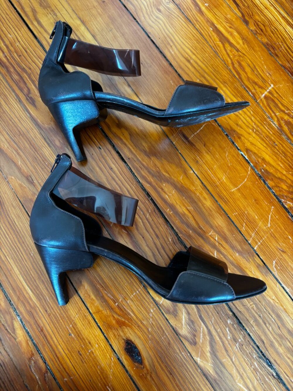 Vintage Pierre Hardy Dark Brown Leather and Acrylic Kitten Heel Sandals - 36.5